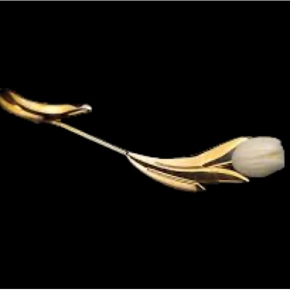 Vtg Avon Hawaiian Pikake Tulip Flower Gold tone Brooch Stick Pin - UNISEX - Picture 3 of 10
